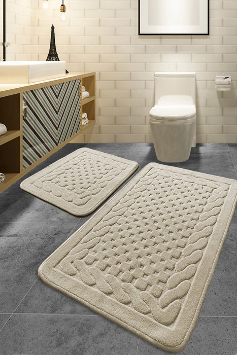 Mijölnir Bambi Beige Juego de alfombrillas de baño de algodón